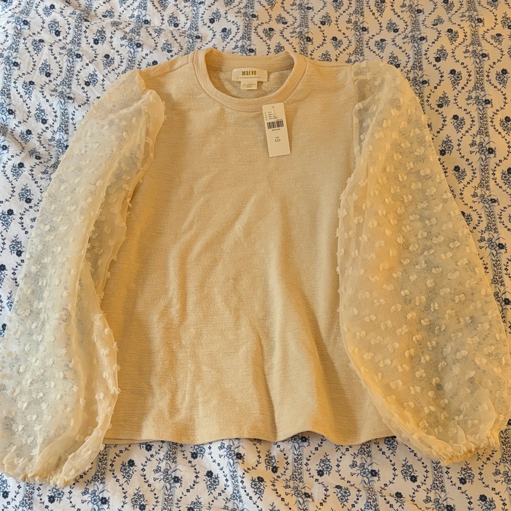 Anthropologie Maeve Cream Textured Top